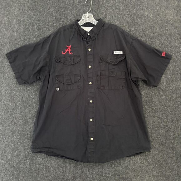 Alabama Crimson Tide Shirt Men's Large Black Columbia PFG Vented Fishing Bama - Picture 1 of 10